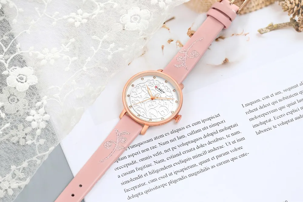CURREN Original Brand Leather Straps Wrist Watch For Women With Brand (Box & Bag)-9046