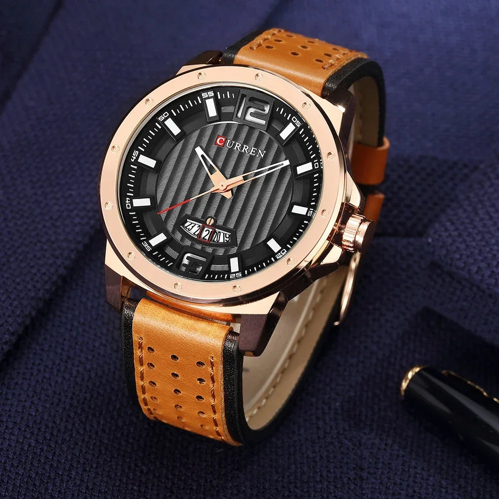CURREN Luxury Watch Leather-8293
